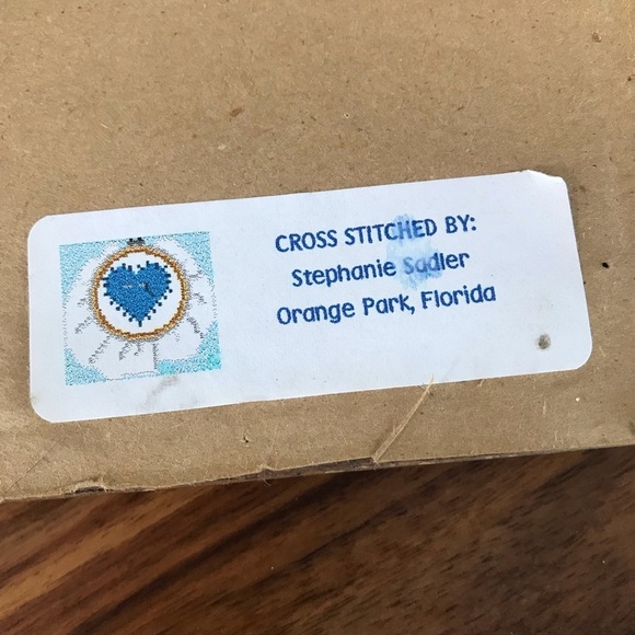 Vintage primitive counted cross stitch framed art - Picture 5 of 5